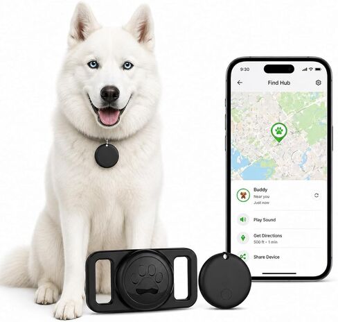 جهاز تعقب الحيوانات الأليفة، طوق GPS للكلاب (Android فقط) علامة ذكية، مقاوم للماء متوافق مع Google Find My، بدون رسوم شهرية، طوق ذكي لحلول التتبع لسلامة الحيوانات الأليفة، مثالي للكلاب الصغيرة والكبيرة [1 جهاز تتبع + 2 حقيبة] in Kuwait