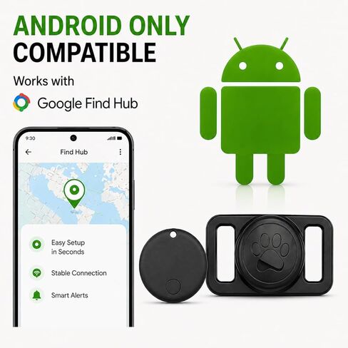 جهاز تعقب الحيوانات الأليفة، طوق GPS للكلاب (Android فقط) علامة ذكية، مقاوم للماء متوافق مع Google Find My، بدون رسوم شهرية، طوق ذكي لحلول التتبع لسلامة الحيوانات الأليفة، مثالي للكلاب الصغيرة والكبيرة [1 جهاز تتبع + 2 حقيبة] in Kuwait