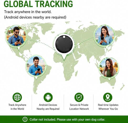 جهاز تعقب الحيوانات الأليفة، طوق GPS للكلاب (Android فقط) علامة ذكية، مقاوم للماء متوافق مع Google Find My، بدون رسوم شهرية، طوق ذكي لحلول التتبع لسلامة الحيوانات الأليفة، مثالي للكلاب الصغيرة والكبيرة [1 جهاز تتبع + 2 حقيبة] in Kuwait