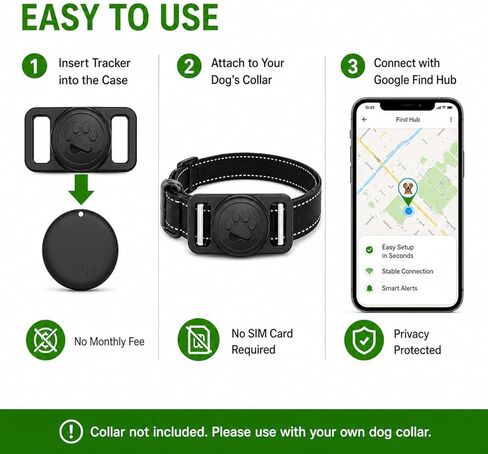 جهاز تعقب الحيوانات الأليفة، طوق GPS للكلاب (Android فقط) علامة ذكية، مقاوم للماء متوافق مع Google Find My، بدون رسوم شهرية، طوق ذكي لحلول التتبع لسلامة الحيوانات الأليفة، مثالي للكلاب الصغيرة والكبيرة [1 جهاز تتبع + 2 حقيبة] in Kuwait