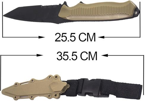 سكين مطاطي تكتيكي المتحمسين العسكريين Funning Cosplay لعبة السيف التدريب الدعائم الحرب لعبة سكين خنجر شفرة المطاط السكاكين وهمية مع غمد / غمد، تان 3 in Kuwait