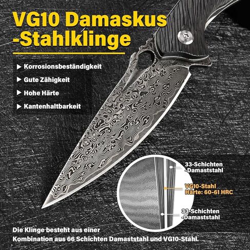 Knives Tactical Damascus Pocket Knife Gifts For Men Flipper Folding knife Hunting Outdoors Camping Survival Gear Edc tools fishing knifes (SD612A) in Saudi Arabia