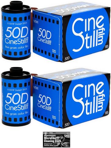 CineStill Film 50Daylight Xpro C-41 Color Negative Film (35mm Roll Film, 36 Exposures) - 2-Pack with Microfiber Cleaning Cloth in Saudi Arabia