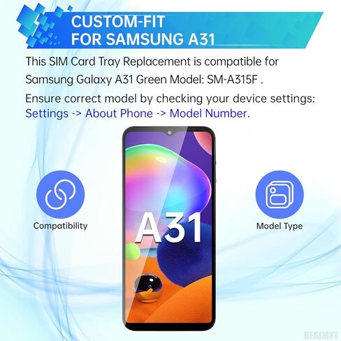 استبدال صينية بطاقة Sim لهاتف Samsung Galaxy A31 (إصدار SIM واحد) Prism Crush محول فتحة صينية البطاقة السوداء مع قاذف إبرة لـ A31 SM-A315F in Saudi Arabia