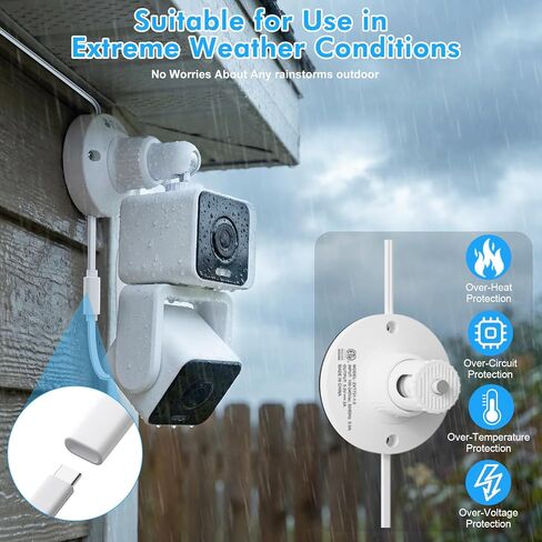 delilyn 2in1 25ft Power Cable with Adapter & Wall Mount for WYZE Duo Cam Pan, WYZE Cam Pan V4/V3/V2, Weatherproof Flat Charging Cable with Adjustable Brackets for WYZE Cam, 360° Rotation + 90° Tilt in Saudi Arabia