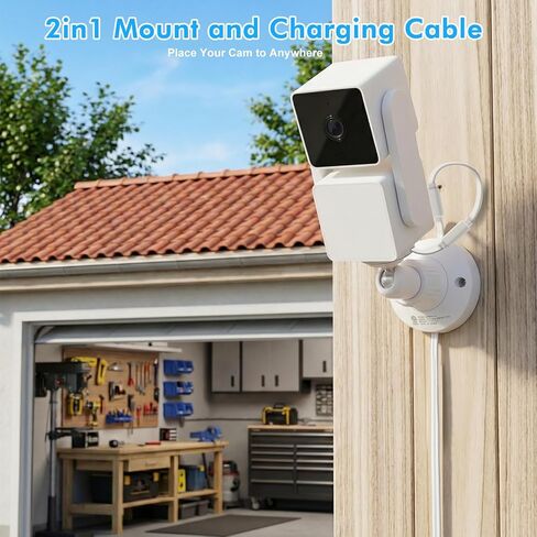 delilyn 2in1 25ft Power Cable with Adapter & Wall Mount for WYZE Duo Cam Pan, WYZE Cam Pan V4/V3/V2, Weatherproof Flat Charging Cable with Adjustable Brackets for WYZE Cam, 360° Rotation + 90° Tilt in Saudi Arabia