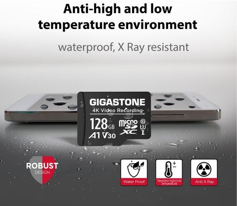 بطاقة GIGASTONE 128GB Micro SD A1 V30 حزمة واحدة، فيديو 4K Pro، كاميرا أمان، كاميرا داش، طائرة بدون طيار، بطاقة ذاكرة MicroSDXC بسرعة 100 ميجابايت/ثانية UHS-I فئة 10، مع محول in Kuwait