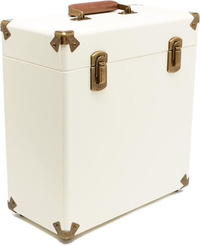 GPO Portable Retro-Style Carry Case for LPs, Albums and 12-Inch Vinyl Records (Holds 30 Albums) â€“ Cream & Tan in Saudi Arabia