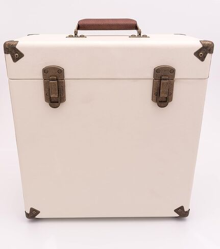 GPO Portable Retro-Style Carry Case for LPs, Albums and 12-Inch Vinyl Records (Holds 30 Albums) â€“ Cream & Tan in Saudi Arabia