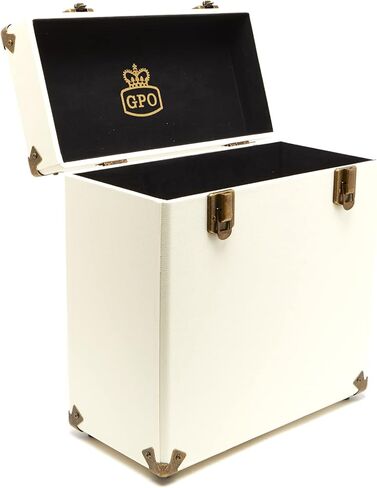GPO Portable Retro-Style Carry Case for LPs, Albums and 12-Inch Vinyl Records (Holds 30 Albums) â€“ Cream & Tan in Saudi Arabia