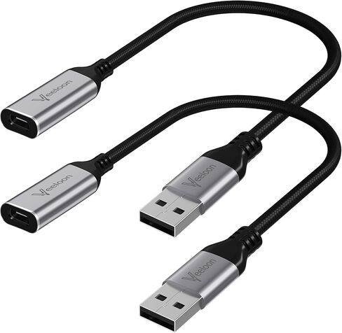 USB C to Micro USB Adapter 2 Pack, Short Type C Female to Micro USB Male Charger Extension Cable, Data Sync and Charging Converter for Galaxy S7/S6, Note 5/4, Motorola, LG G3/G4,Kindle,Plug & Play in Saudi Arabia