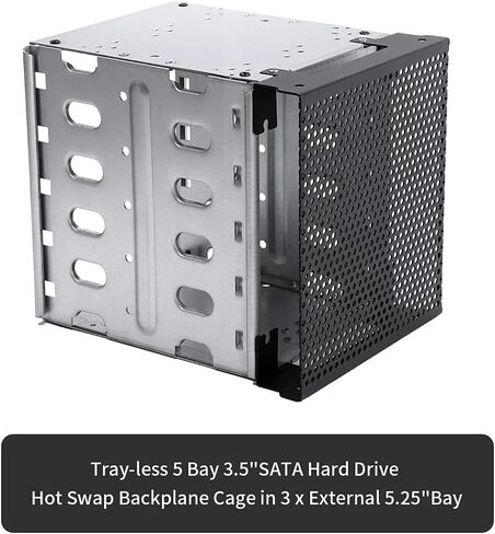 Hard Drive Cage,5 Layers Hard Drive Tray Rack Enclosure Stainless Steel,with Fan Space,Adapter Rack Bracket for Computer,5.25in to 5X 3.5,Suit for 3.5inch Hard-Drives,Easy to Install in Kuwait