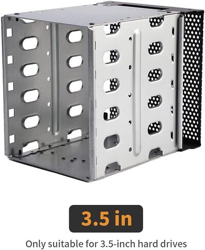 Hard Drive Cage,5 Layers Hard Drive Tray Rack Enclosure Stainless Steel,with Fan Space,Adapter Rack Bracket for Computer,5.25in to 5X 3.5,Suit for 3.5inch Hard-Drives,Easy to Install in Kuwait