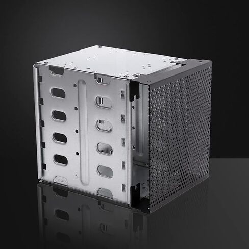 Hard Drive Cage,5 Layers Hard Drive Tray Rack Enclosure Stainless Steel,with Fan Space,Adapter Rack Bracket for Computer,5.25in to 5X 3.5,Suit for 3.5inch Hard-Drives,Easy to Install in Kuwait