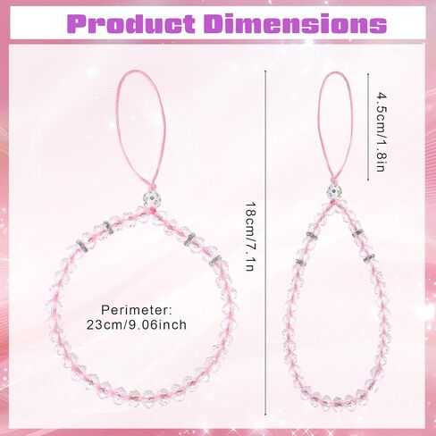6 PCS Beaded Phone Wrist Strap, Wrist Beads Chain Bracelet Sparkling Short Hand Bling Crystal Cell Phone Wristlet Straps for Women Phones Bracelet Strap Charm for Girl Women in Saudi Arabia