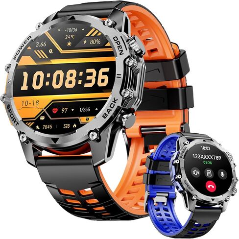 Hwagol Smart Watches for Men (Call/Notification),1.52''HD Military Smart Watch with Heart Rate/Sleep Monitor/Pedometer for Android and iOS,DIY Design Fitness Tracker,1 Pack with 2-Piece Look Set in Saudi Arabia