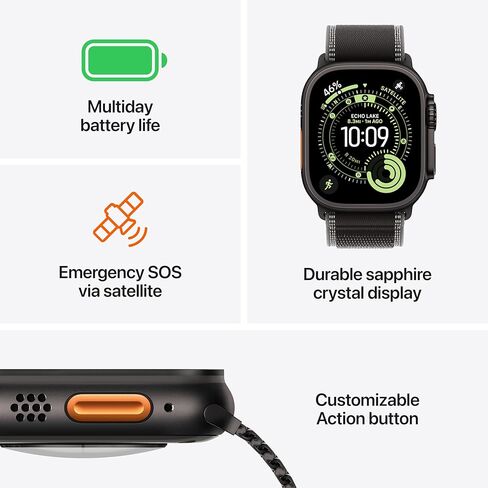 Apple Watch Ultra 3 [نظام تحديد المواقع + شبكة خلوية 49 ملم] هيكل متين من التيتانيوم مع حلقة ميلانو من التيتانيوم الأسود، مقاس L (متجدد) in Saudi Arabia