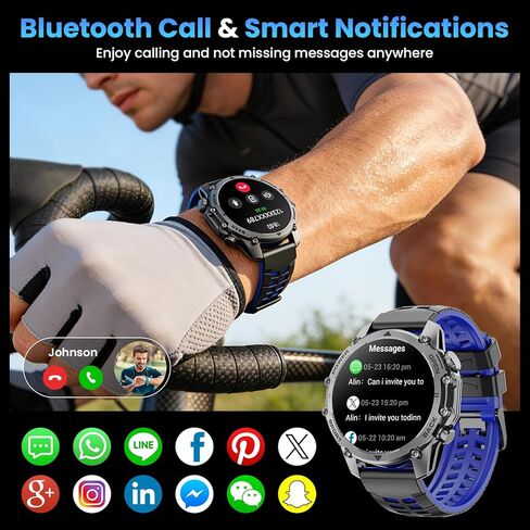 Hwagol Smart Watches for Men (Call/Notification),1.52''HD Military Smart Watch with Heart Rate/Sleep Monitor/Pedometer for Android and iOS,DIY Design Fitness Tracker,1 Pack with 2-Piece Look Set in Saudi Arabia