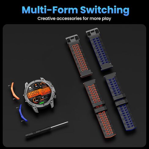Hwagol Smart Watches for Men (Call/Notification),1.52''HD Military Smart Watch with Heart Rate/Sleep Monitor/Pedometer for Android and iOS,DIY Design Fitness Tracker,1 Pack with 2-Piece Look Set in Saudi Arabia