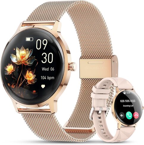 WalkerFit Smart Watch for Women, 1.32" AMOLED Curved Fitness Tracker for Mom, Make/Answer Call, IP68 Waterproof, Wireless Charging, Heart Rate/Sleep Monitor, iOS & Android Compatible,123+ Sports Modes in Saudi Arabia