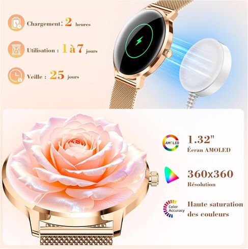 WalkerFit Smart Watch for Women, 1.32" AMOLED Curved Fitness Tracker for Mom, Make/Answer Call, IP68 Waterproof, Wireless Charging, Heart Rate/Sleep Monitor, iOS & Android Compatible,123+ Sports Modes in Saudi Arabia