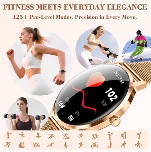 WalkerFit Smart Watch for Women, 1.32" AMOLED Curved Fitness Tracker for Mom, Make/Answer Call, IP68 Waterproof, Wireless Charging, Heart Rate/Sleep Monitor, iOS & Android Compatible,123+ Sports Modes in Saudi Arabia