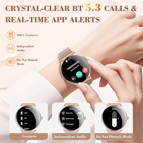 WalkerFit Smart Watch for Women, 1.32" AMOLED Curved Fitness Tracker for Mom, Make/Answer Call, IP68 Waterproof, Wireless Charging, Heart Rate/Sleep Monitor, iOS & Android Compatible,123+ Sports Modes in Saudi Arabia