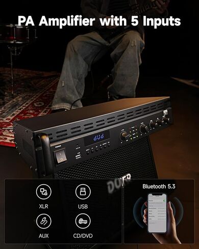 Donner Power Amplifier, 2 Channel Audio Amplifier with Bluetooth 5.3, EQ Controls, 100W RMS and 225W @4Ω Bridgeable, Versatile Inputs, for Home Party, Live Sound, DJs and Garage, MAMP7 in Saudi Arabia