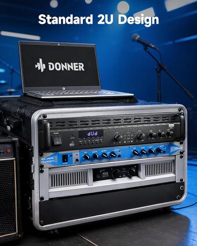 Donner Power Amplifier, 2 Channel Audio Amplifier with Bluetooth 5.3, EQ Controls, 100W RMS and 225W @4Ω Bridgeable, Versatile Inputs, for Home Party, Live Sound, DJs and Garage, MAMP7 in Saudi Arabia