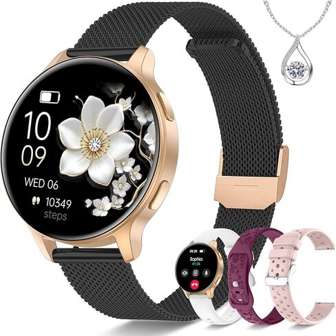 Iaret Smart Watch for Women, 1.27" HD Fitness Tracker with 4 Bands & Necklace Gift Set, Heart Rate SpO2 Sleep Monitor, 120+ Sport Modes, Call & Notifications, Smartwatch for Android iPhone, 40mm in Saudi Arabia