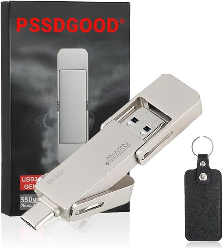 محرك أقراص USB سعة 128 جيجابايت، محرك أقراص SSD محمول سريع بسرعة 550 ميجابايت/ثانية 2 في 1، نوع C+A USB3.2 Gen2 محرك أقراص الحالة الصلبة الخارجي، محرك أقراص صلبة خارجي SSD لهاتف iPhone 15/16/17/هاتف Android/PS5/الكمبيوتر اللوحي/Windows in Saudi Arabia