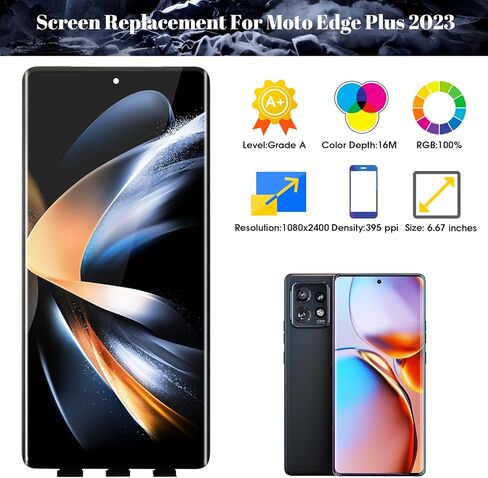 Original for Motorola Moto Edge Plus 2023 Screen Replacement for Moto Edge Plus 2023 LCD Display for Moto Edge Plus 2023 Touch Screen Digitizer Display Assembly Repair Kits Without Frame(Black) in Saudi Arabia