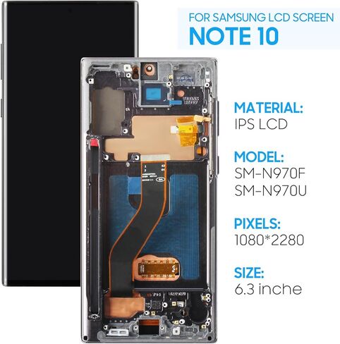 استبدال الشاشة لهاتف Samsung Galaxy Note 10 SM-N970F SM-N970U SM-N9700 6.3 بوصة شاشة LCD تعمل باللمس مع إطار أسود (Incell، وليس بصمة الإصبع) in Saudi Arabia