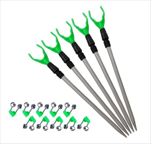 5 Pcs Aluminum Alloy Fishing Rod Holder for Ground,Rod Holders for Bank Fishing,14-22 inchs Telescopic Rod Holder ,10 pcs Fishing Bells in Saudi Arabia