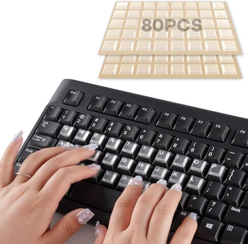 Tomorotec 80 PCS Silicone Raised Keyboard Key Cover Stickers for Long Nails, Universal Smooth Surface Keyboard Cover for Nails, Non-Slip Typing Protectors, Fit for Most Standard Keyboards (Clear) in Saudi Arabia