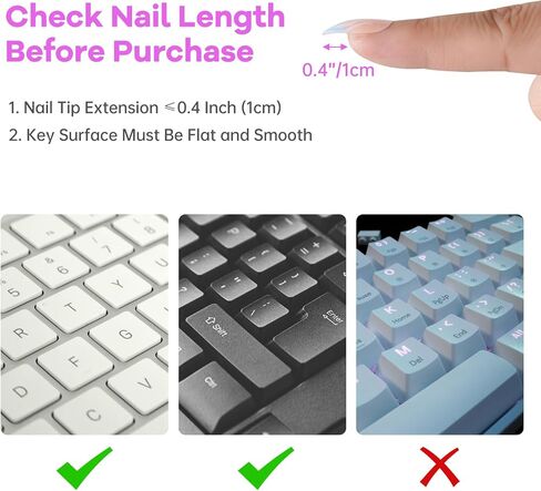Tomorotec 80 PCS Silicone Raised Keyboard Key Cover Stickers for Long Nails, Universal Smooth Surface Keyboard Cover for Nails, Non-Slip Typing Protectors, Fit for Most Standard Keyboards (Clear) in Saudi Arabia