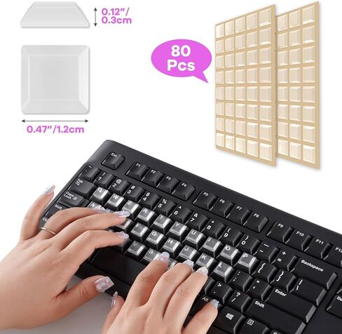 Tomorotec 80 PCS Silicone Raised Keyboard Key Cover Stickers for Long Nails, Universal Smooth Surface Keyboard Cover for Nails, Non-Slip Typing Protectors, Fit for Most Standard Keyboards (Clear) in Saudi Arabia