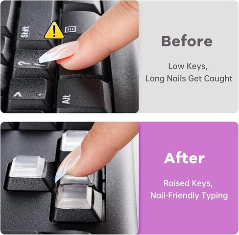Tomorotec 80 PCS Silicone Raised Keyboard Key Cover Stickers for Long Nails, Universal Smooth Surface Keyboard Cover for Nails, Non-Slip Typing Protectors, Fit for Most Standard Keyboards (Clear) in Saudi Arabia