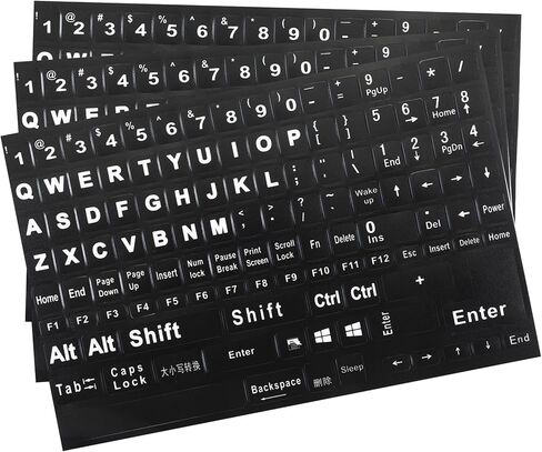 Keyboard Letter Stickers, 3 Pcs Universal English Keyboard Stickers Replacement Matte Black Background and White Big Letter for PC Computer Laptop Desktop in Saudi Arabia