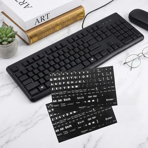 Keyboard Letter Stickers, 3 Pcs Universal English Keyboard Stickers Replacement Matte Black Background and White Big Letter for PC Computer Laptop Desktop in Saudi Arabia