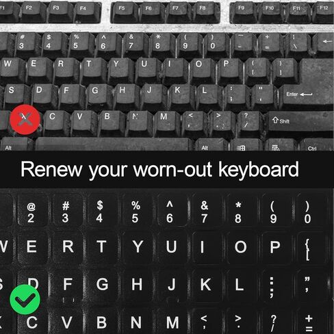 4 PCS Universal English Keyboard Letter Stickers, Black Background with White Lettering, Keyboard Stickers for Laptop, Desktop, and Computer Keyboards in Saudi Arabia