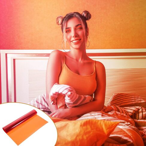 Housoutil Sunset Ambient Light Laser Film Roll 11.8 X 39.4In Orange Color Filter Gel for Photo Studio Lighting and Strobe Flash Transparent Orange Light Gel Roll for Warm Lighting Effects in Saudi Arabia