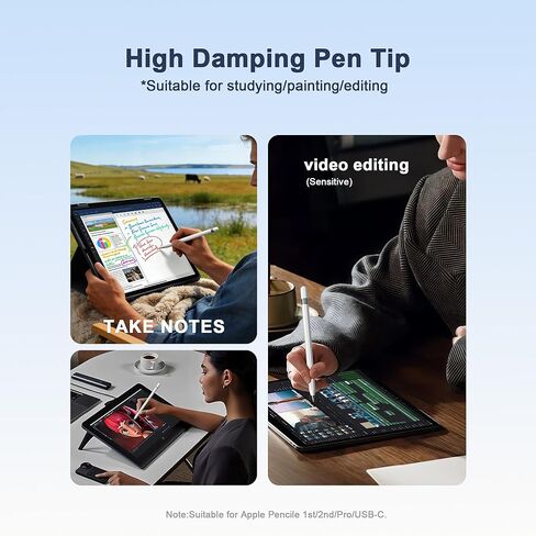 نصائح بديلة لقلم Apple الجيل الأول والثاني، Pro، USB-C، 2B Original/HB Bullet/HB Needle / 4B Needle Damping Nibs، كتابة سلسة، مضاد للتآكل، متوافق مع قلم iPad in Kuwait