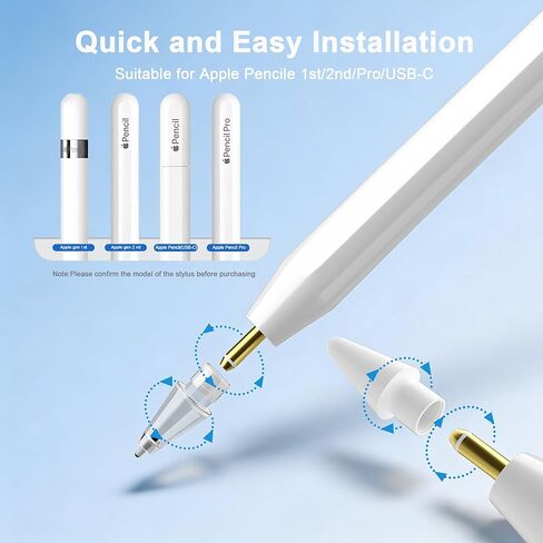 نصائح بديلة لقلم Apple الجيل الأول والثاني، Pro، USB-C، 2B Original/HB Bullet/HB Needle / 4B Needle Damping Nibs، كتابة سلسة، مضاد للتآكل، متوافق مع قلم iPad in Kuwait