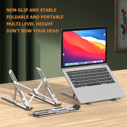 Adjustable Aluminum Laptop Stand, Foldable Portable Riser for Desk Computers in Saudi Arabia