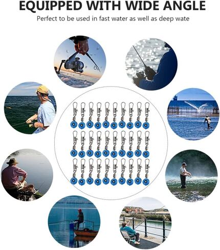 100pcs Blue Stainless Steel Sinker Slides for Fish: with Swivel Hook Clips, Quick Attachment Connector for Saltwater & Freshwater, Prevents Line Twisting, Ideal for Fast & Deep Water in Saudi Arabia