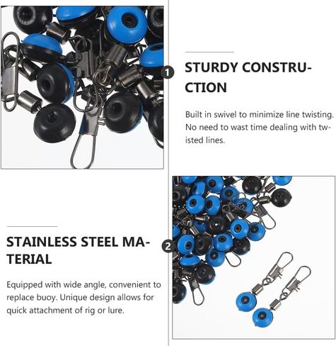 100pcs Blue Stainless Steel Sinker Slides for Fish: with Swivel Hook Clips, Quick Attachment Connector for Saltwater & Freshwater, Prevents Line Twisting, Ideal for Fast & Deep Water in Saudi Arabia