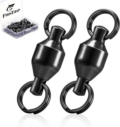 25pcs Fishing Swivels with Split Rings, High Strength Stainless Steel Ball Bearing Swivel Speed Clips Quick Snap Change Connector for Saltwater Freshwater Size 0#-10# in Saudi Arabia