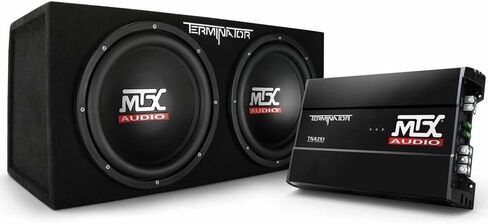 MTX TNP212D2 صندوق مضخم صوت مزدوج للسيارة 12 بوصة 1200 وات مع مضخم صوت ومجموعة التثبيت in Kuwait