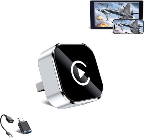 Wireless CarPlay Adapter for iPhone & Android - No Lag, Fast Auto Connect, Stable CarPlay Wireless Dongle, Mini Size Plug & Play USB/USB-C Adapter for Auto Compatible Cars in Saudi Arabia